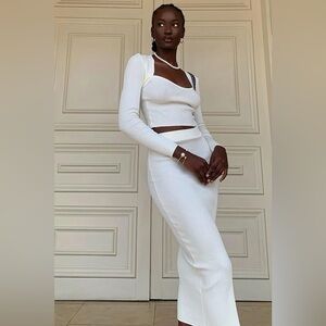 Donna White Ribbed Two-Piece Set